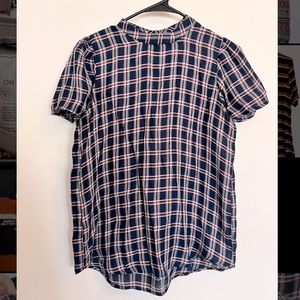 Loft Shortsleeved Plaid Blouse